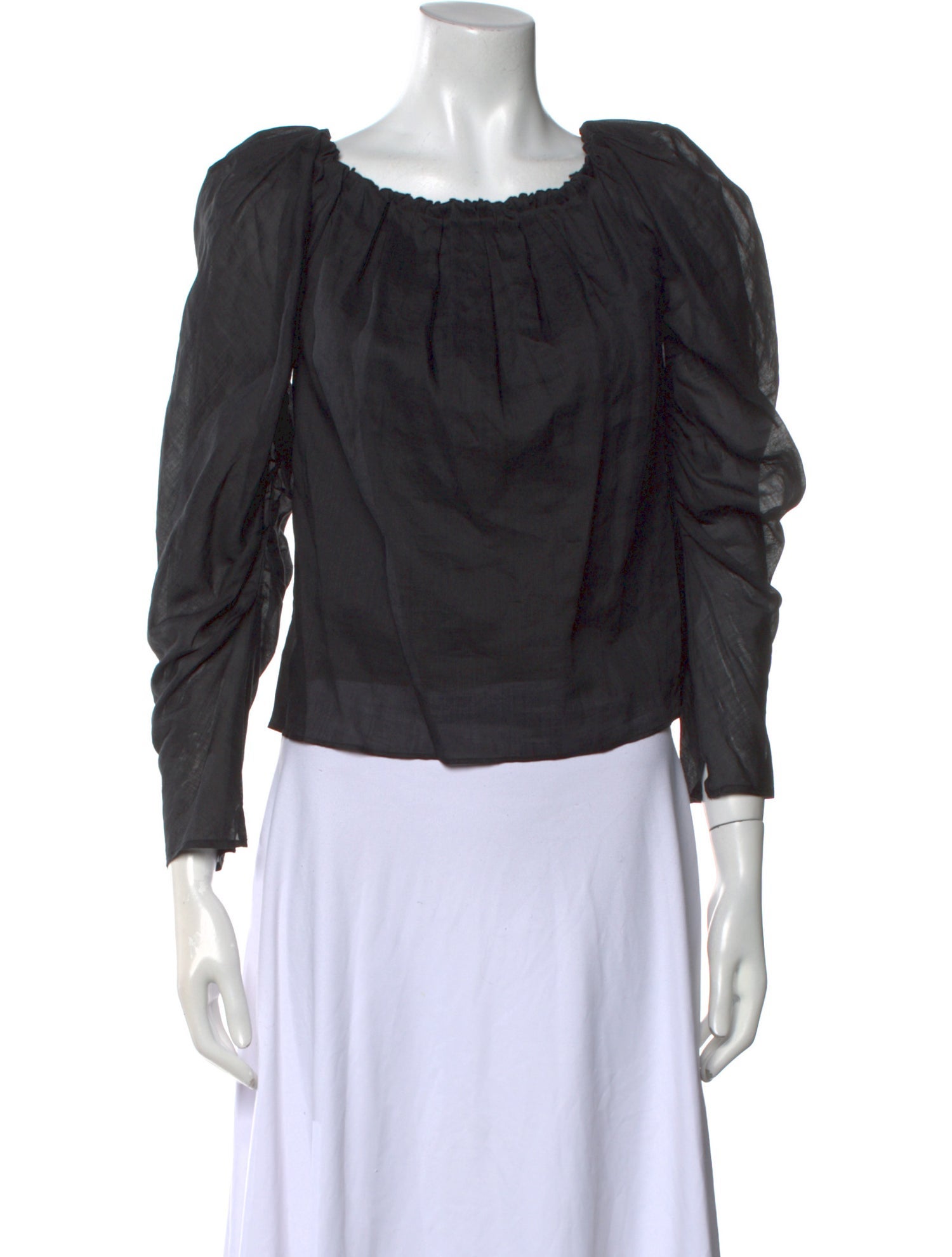 FRAME Scoop Neck Three-Quarter Sleeve Blouse